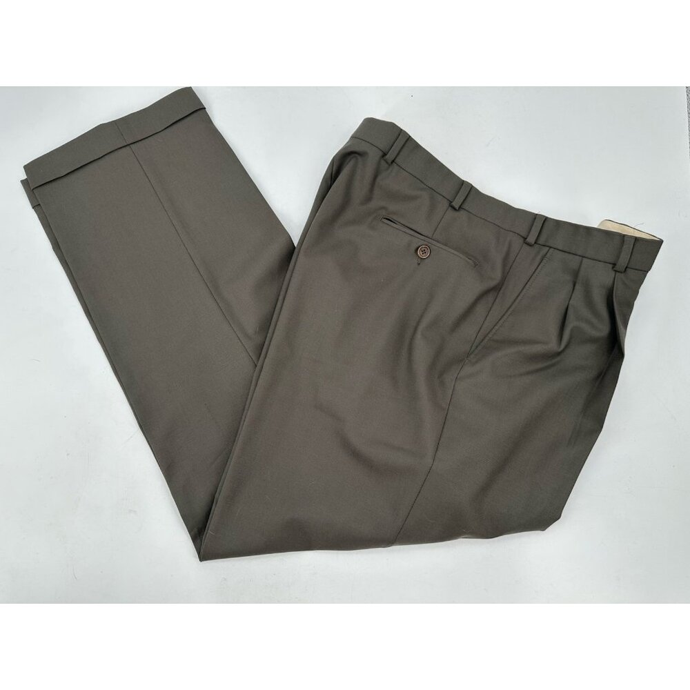Brooks Brothers 346 Men's Wool Blend Pants Pleated Dress Office W38 L30 Gray